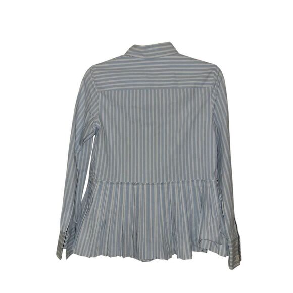 AKRIS PUNTO Blue and White Striped Button-Up Shirt - Picture 2 of 5